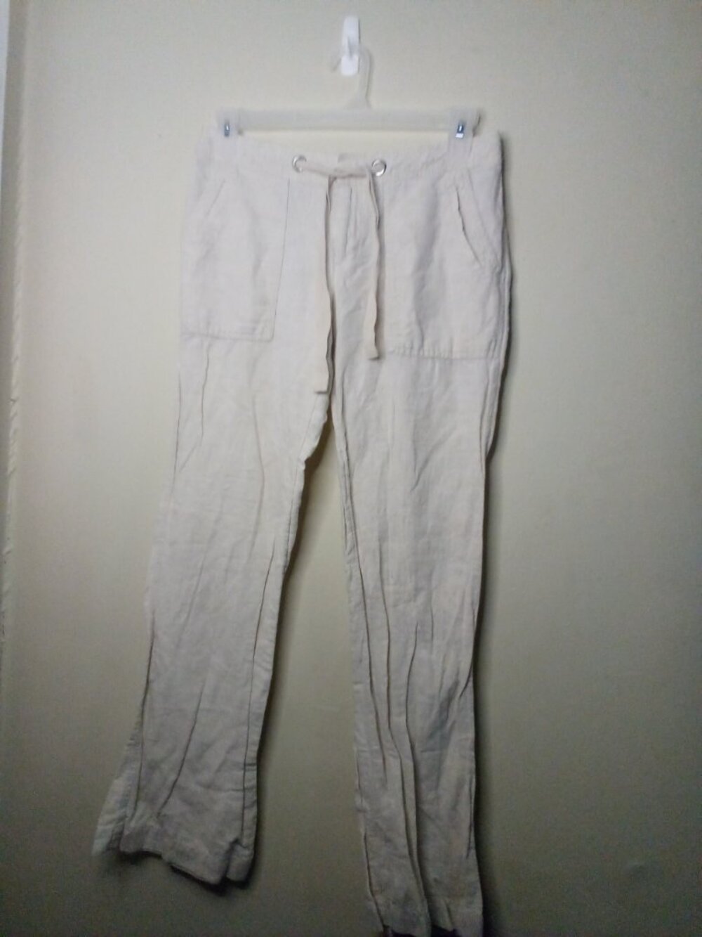 Banana Republic Pants Women 6 Linen Cotton Martin Fit Drawstring Beige - Picture 2 of 15